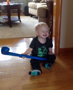 Reunited with his golf club, finally!